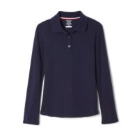 Long Sleeve Fitted Interlock Polo with Picot Collar (Feminine Fit) French Toast 1466